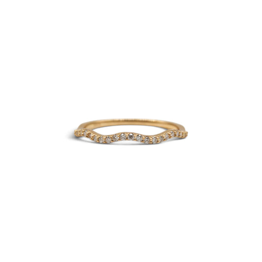 Moissanite Gold Wave Band Ring