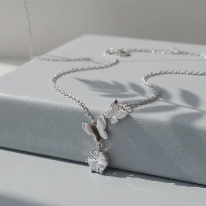Moissanite Butterfly Pendant Necklace