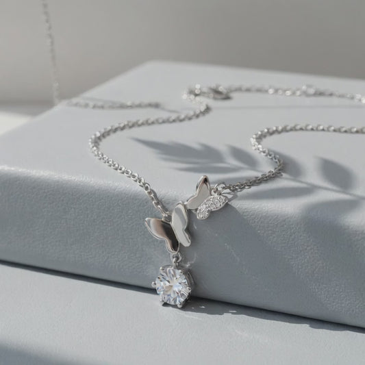 Moissanite Butterfly Pendant Necklace