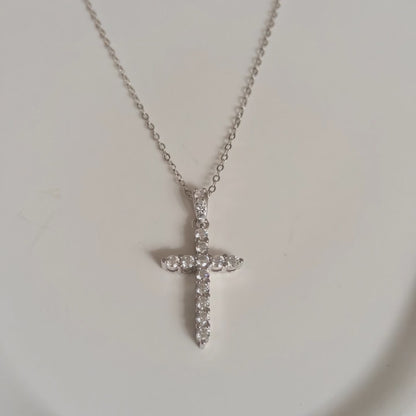Moissanite Classic Sparkling Cross Pendant Necklace