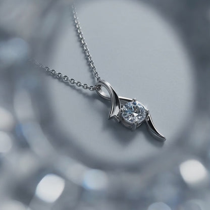 Moissanite Ribbon Twist Pendant Necklace
