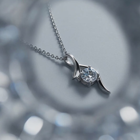 Moissanite Ribbon Twist Pendant Necklace