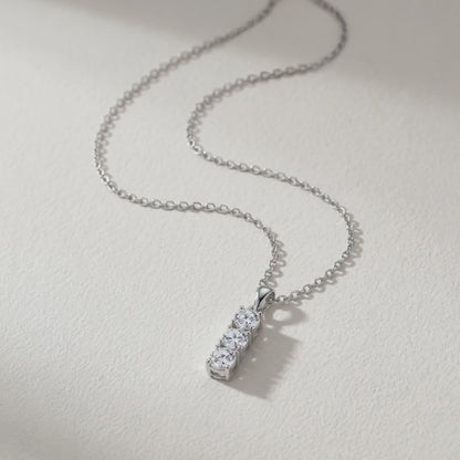 Moissanite Three Stone Spackle Pendant Necklace