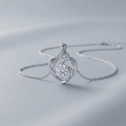 Moissanite Dancing Heart Necklace