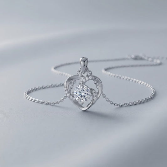 Moissanite Dancing Heart Necklace