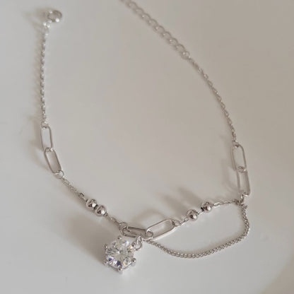 Moissanite Elegant Tassel Geometric Link Bracelet