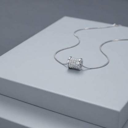 Moissanite Pave Barrel Pendant Necklace