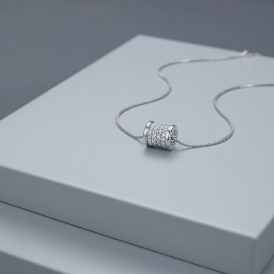 Moissanite Pave Barrel Pendant Necklace