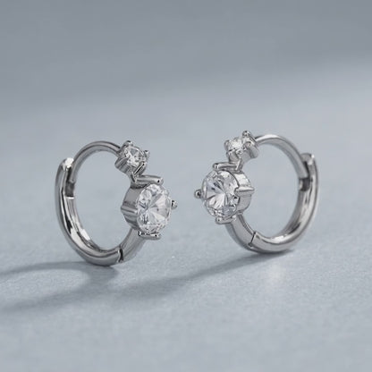 Moissanite Two-Stone Round Hoop Earrings