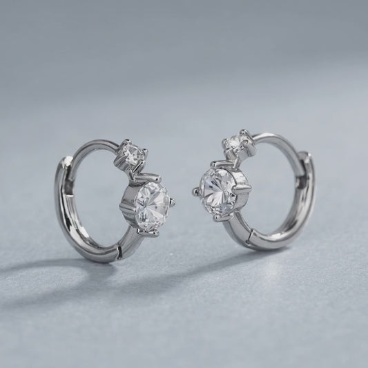 Moissanite Two-Stone Round Hoop Earrings