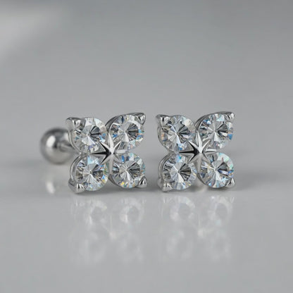 Moissanite Clover Stud Earrings