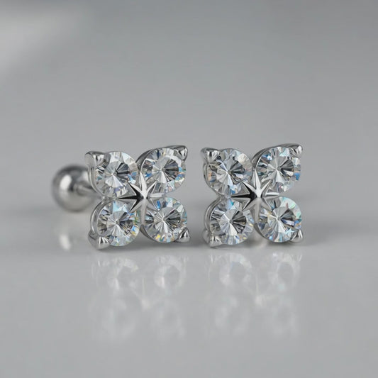 Moissanite Clover Stud Earrings